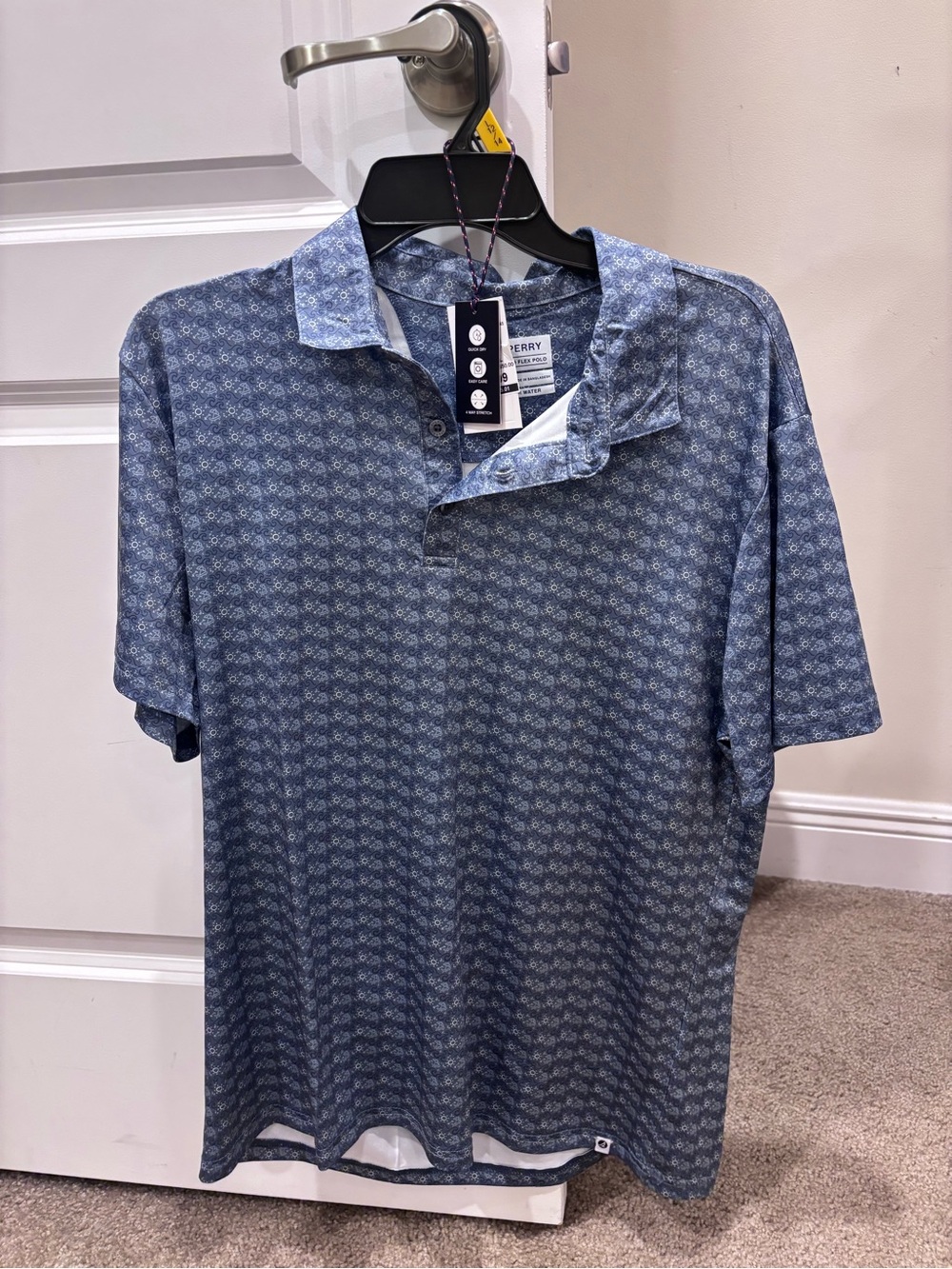 Sperry Blue Micro-Pattern Polo Shirt - Picture 1 of 3